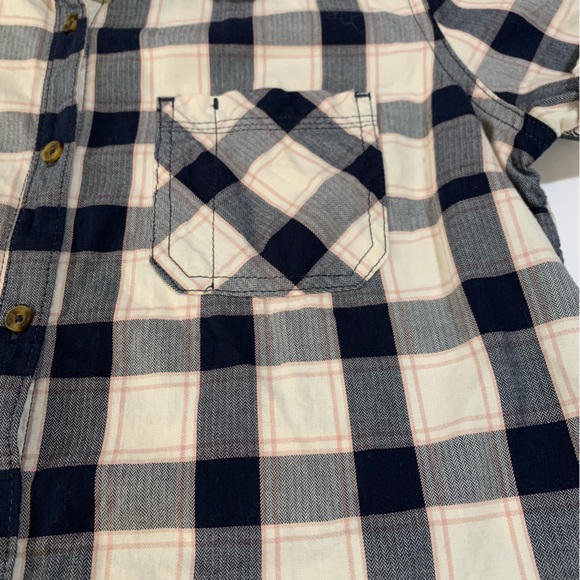 Carhartt Shirt, Plaid Button Down Cuffed Short Sleeve, Navy White, EUC, 8/10 M - Picture 9 of 9